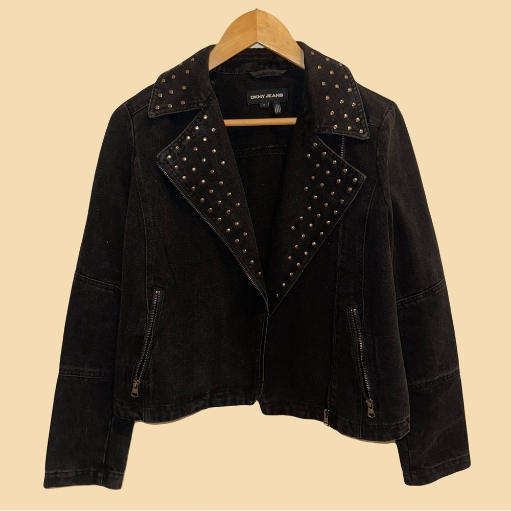 DKNY Black Studded Denim Jacket